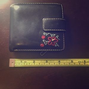 Fossil Wallet with Embroidered Flowers